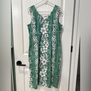Halekulani Floral Green Sleeveless Dress